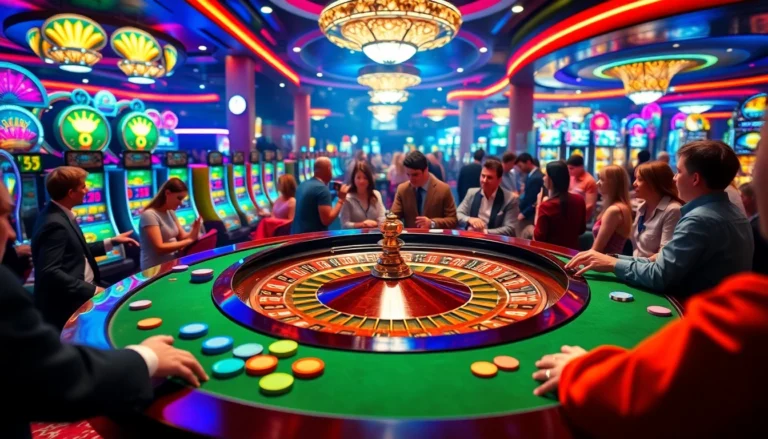 Experience the thrill of gaming at https://enew88.com/, featuring exciting roulette and vibrant chips on a lively casino floor.