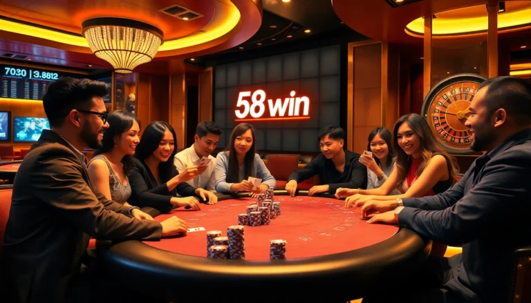 Join the thrilling poker game at 58win, where excitement meets strategy in a vibrant casino setting.