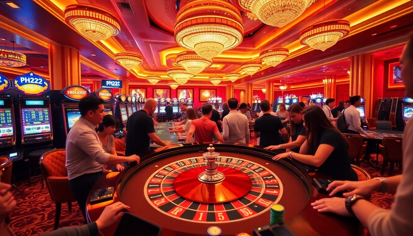 PH222 roulette excitement with players placing bets at a luxury casino.