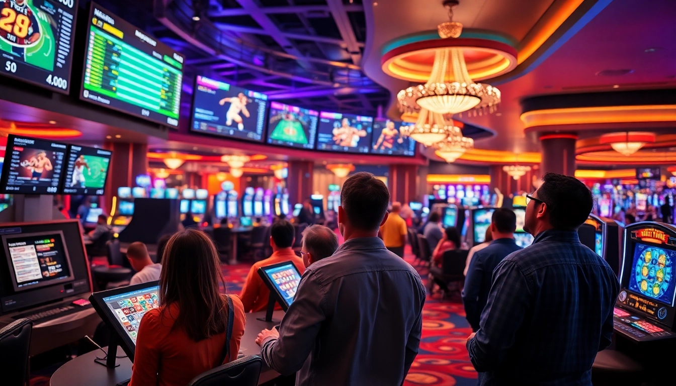 Experience the excitement of thể thao C168 with bettors engaged in thrilling sports wagers at a lively casino.